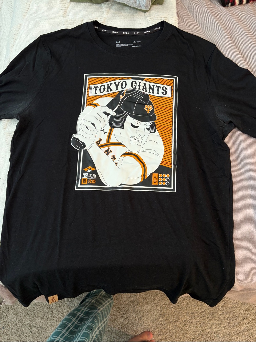 Under Armour Black Tokyo Giants Graphic Tee with Orange and White Art